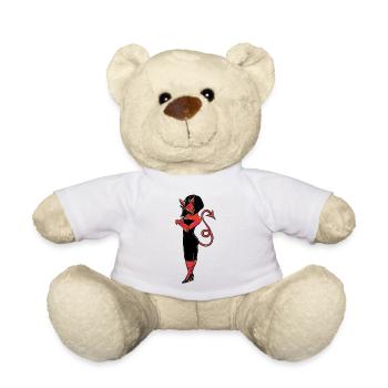Teuflische Eleganz in rotem Kleid - Teddy - Weiß - Vorne