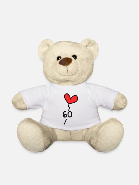 60. 60 YEARS. 60TH ANNIVERSARY. BIRTHDAY 60 YEARS. - Teddy Bear - white