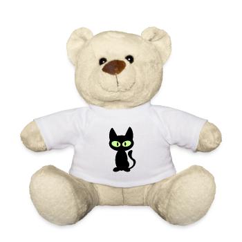 schwarze Katze / Kater. NEU als Gesichtsmaske - Teddy - Weiß - Vorne