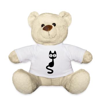 Watchful Cartoon Cat by Cheerful Madness!! - Teddy Bear - white - Front