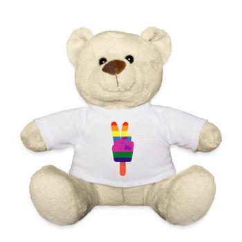 Eis am Stiel Friedenszeichen Peace Regenbogen - Teddy - Weiß - Vorne