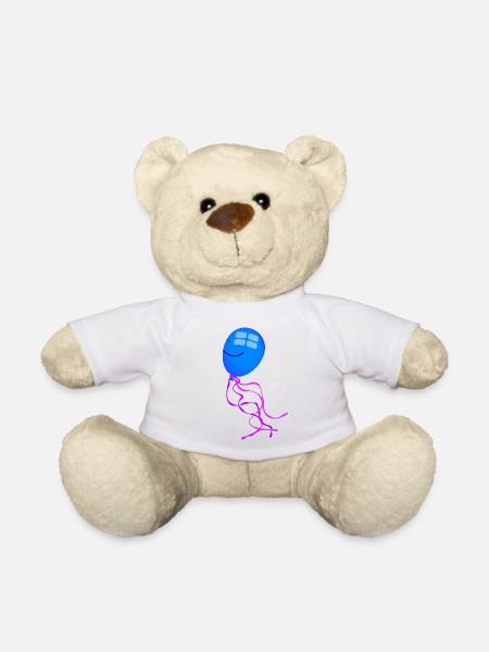 Happy, Blue Jellyfish Ballon - Nounours - blanc
