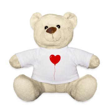 Minimalist Red Heart Balloon - Teddy Bear - white - Front