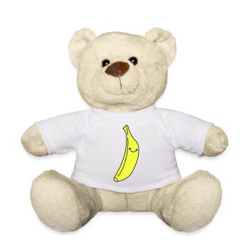 Banane Kawaii en jaune fluo - Nounours - blanc - Devant