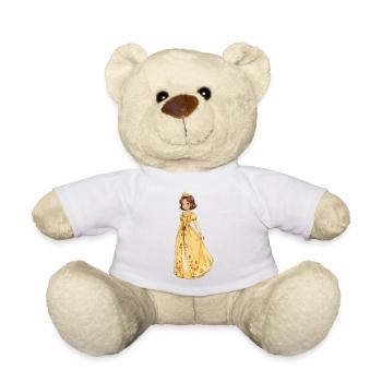 Gelbe Prinzessin Robe mit Blüten - Teddy - Weiß - Vorne