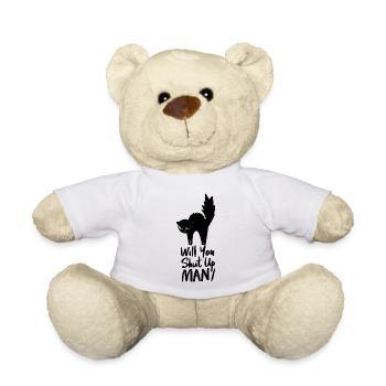 Night cat face with green eyes - Teddy Bear - white - Front