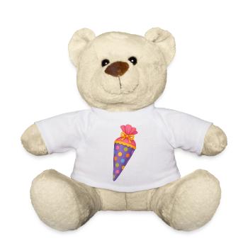 Bunte Schultüte für den ersten Schultag - Teddy - Weiß - Vorne