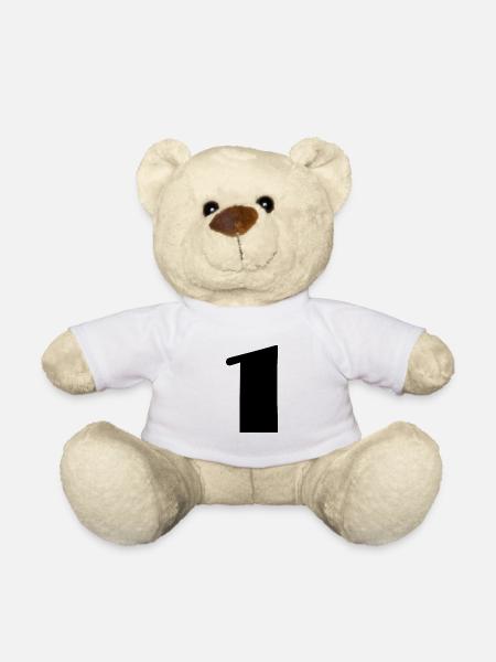 1 AN. 1er ANNIVERSAIRE. ANNIVERSAIRE 1 AN. 1. UN - Nounours - blanc