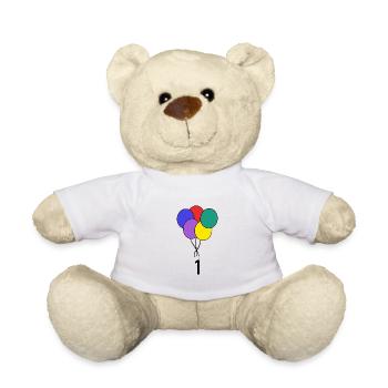 1. 1 YEAR. 1ST ANNIVERSARY. BIRTHDAY 1 YEAR - Teddy Bear - white - Front