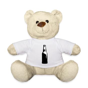 Einfach Bier | Silhouette einer Bierflasche - Teddy - Weiß - Vorne