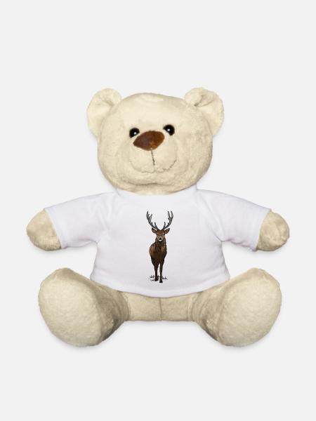 Deer with antlers - Teddy Bear - white