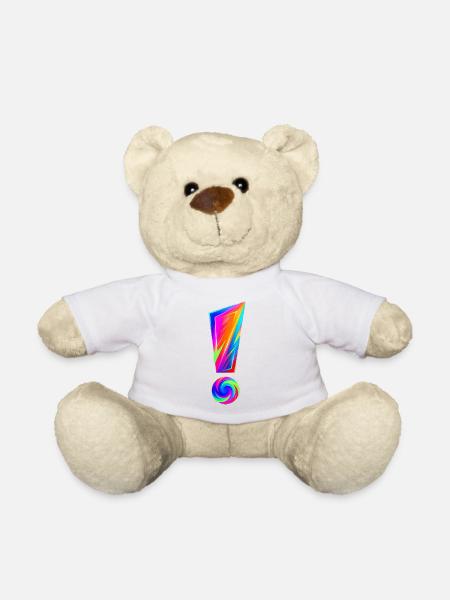 Buntes Ausrufezeichen - Teddy - Weiß