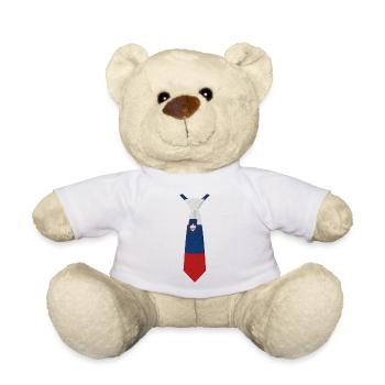 Cravate Slovénie – Conception du drapeau - Nounours - blanc - Devant