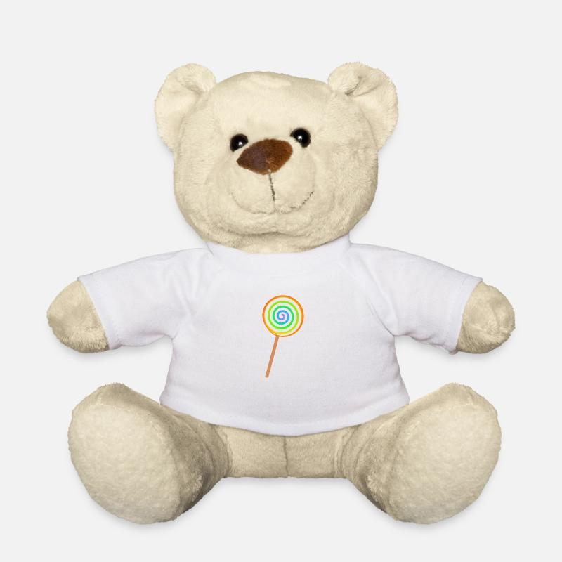 farbenfroher Lolli - Teddy - Weiß