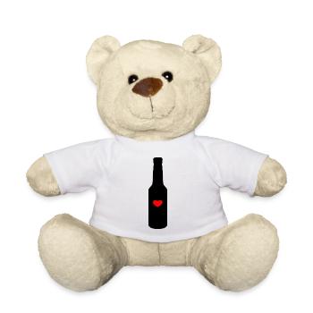 Flasche mit Herz - Teddy - Weiß - Vorne