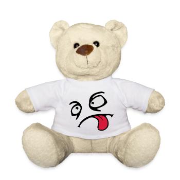 Funny Comic Face Cool Tongue Stick Out - Teddy Bear - white - Front