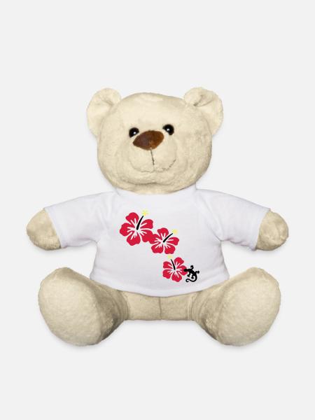 HIBISCUS with GECKO - Teddy Bear - white