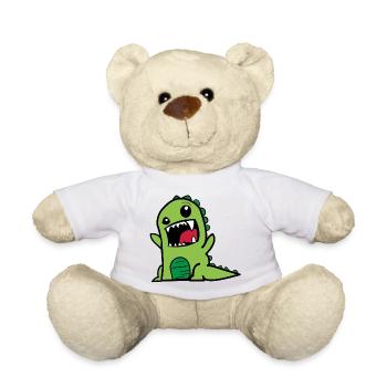 Dinosaur T-Rex Comic Style Dino in green - Teddy Bear - white - Front