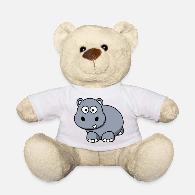 Nilpferd Happy Hippo Comic Stil für Kinder - Teddy - Weiß