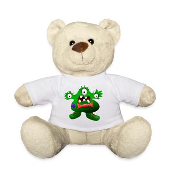 The funny monster with the 3 eyes - Teddy Bear - white - Front