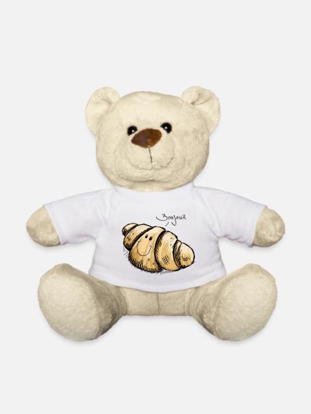 Leckeres Bonjour Croissant - Illustration - Teddy - Weiß