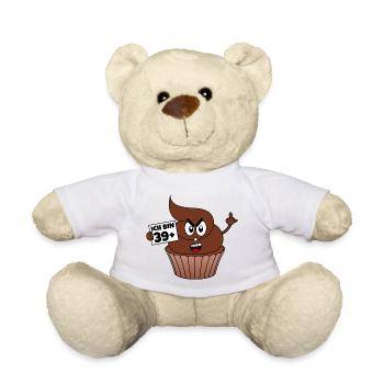 40. Geburtstag - Ich bin 39 + 1 - Kackcake - Teddy - Weiß - Vorne