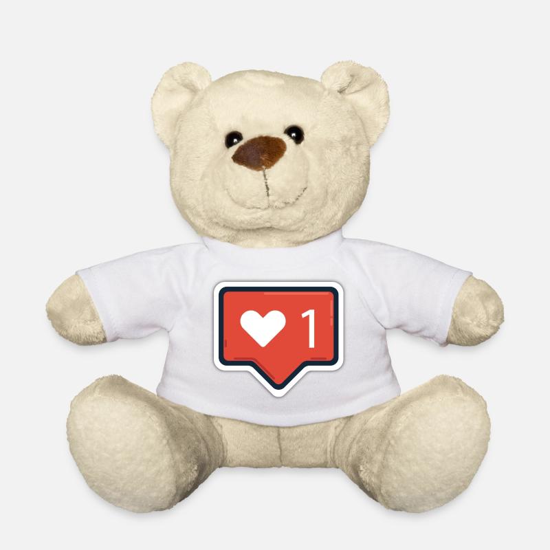 J'aime - Style Instagram - Design plat - Nounours - blanc