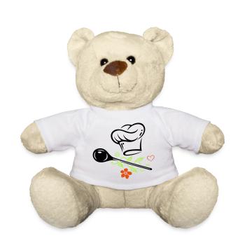 Cuillère en bois - Nounours - blanc - Devant