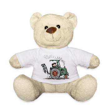 Grüner Traktor Cartoon - Teddy - Weiß - Vorne
