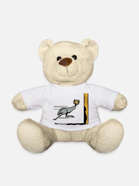 Funny, EMU ostrich race funny cartoon cool - Teddy Bear - white