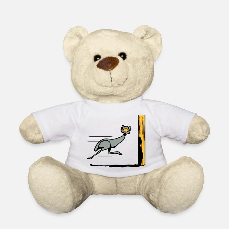 Funny, EMU ostrich race funny cartoon cool - Teddy Bear - white