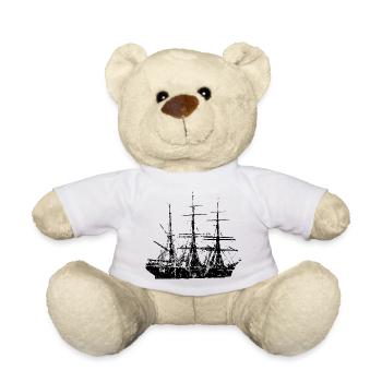 Segelschiff Segel Design (Vintage Schwarz) - Teddy - Weiß - Vorne