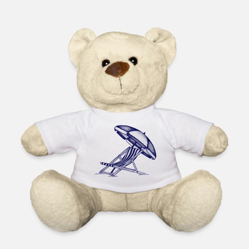 Liegestuhl und Sonnenschirm - Teddy - Weiß