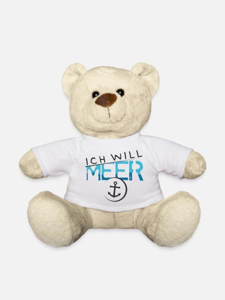 ich will meer See Anker Symbol Wasser Urlaub Logo - Teddy - Weiß