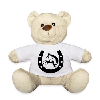horse in horse shoe - Teddy Bear - white - Front