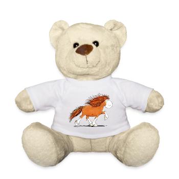 Funny Icelandic Horse Helmet Scarf Icelandic in Tölt - Teddy Bear - white - Front