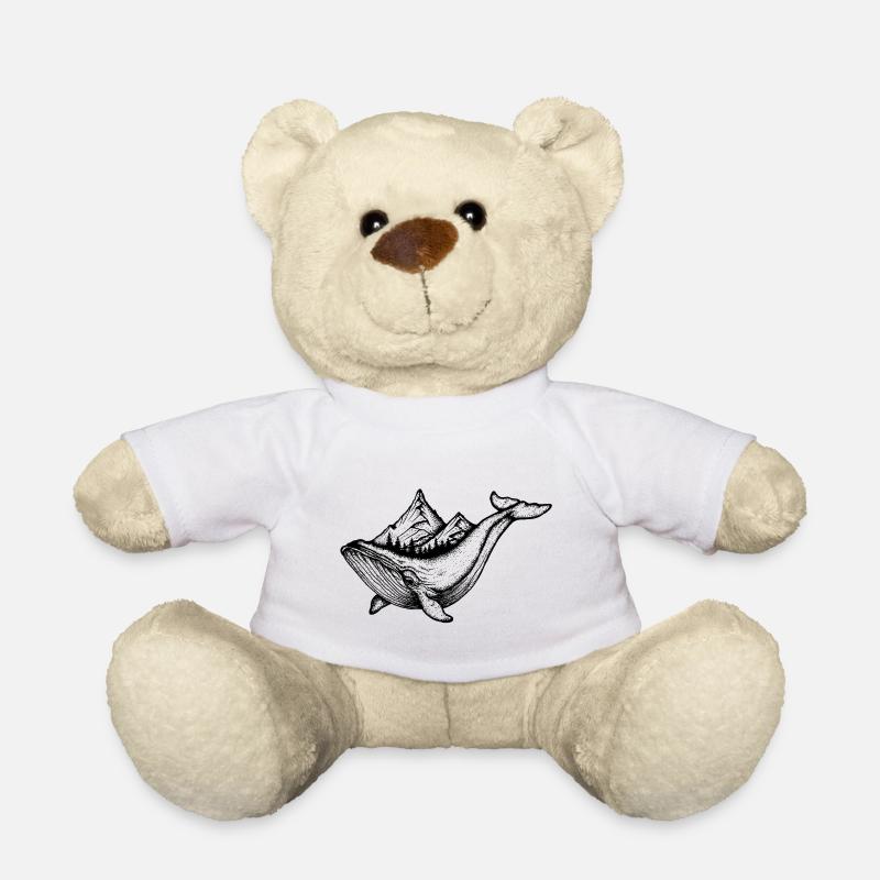 Whale and mountains - Teddy Bear - white
