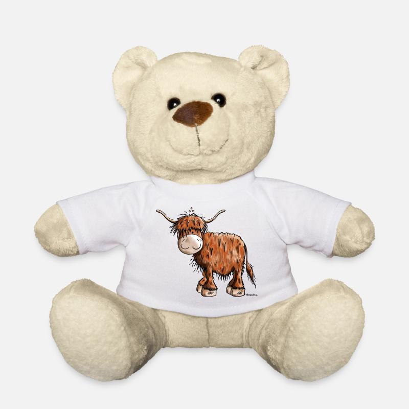 Da ist ein Schottisches Hochlandrind - Teddy - Weiß