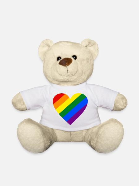 Rainbow Heart - Teddy Bear - white