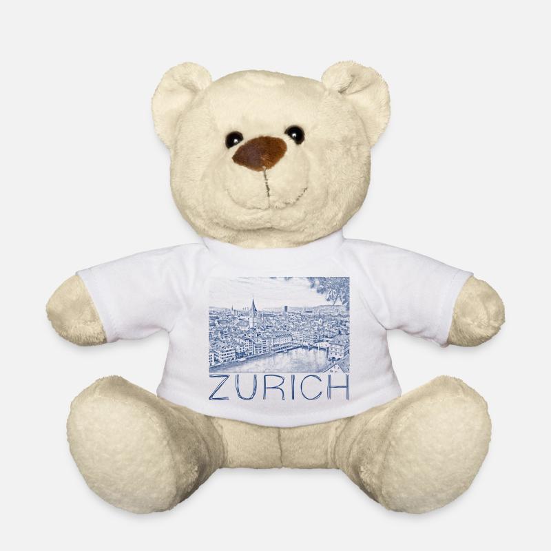 Stiftzeichnung Zürich - Teddy - Weiß