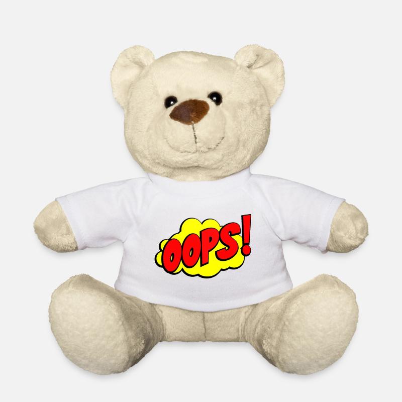Cartoon Oops Comic Design - Teddy Bear - white