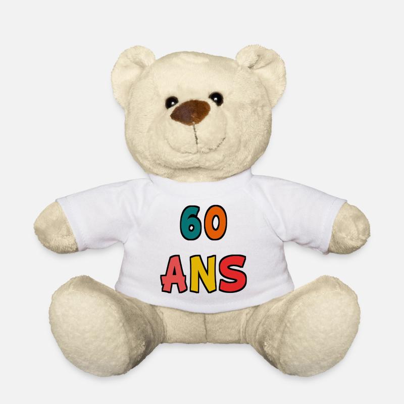60 Ans. HAPPY BIRTHDAY. JOYEUX ANNIVERSAIRE. - Nounours - blanc