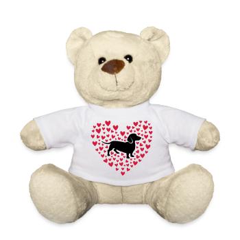 SWEET HEART DACHSHUND, DACHSHUND WITH HEARTS - Teddy Bear - white - Front