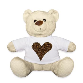 Ein Herz aus Kaffeebohnen - Teddy - Weiß - Vorne