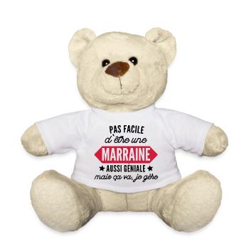 pas facile d'être une marraine aussi géniale - Nounours - blanc - Devant
