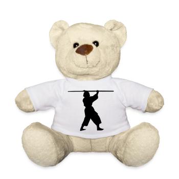 Kobudo mit langem Bo über dem Kopf Schattenfigur - Teddy - Weiß - Vorne