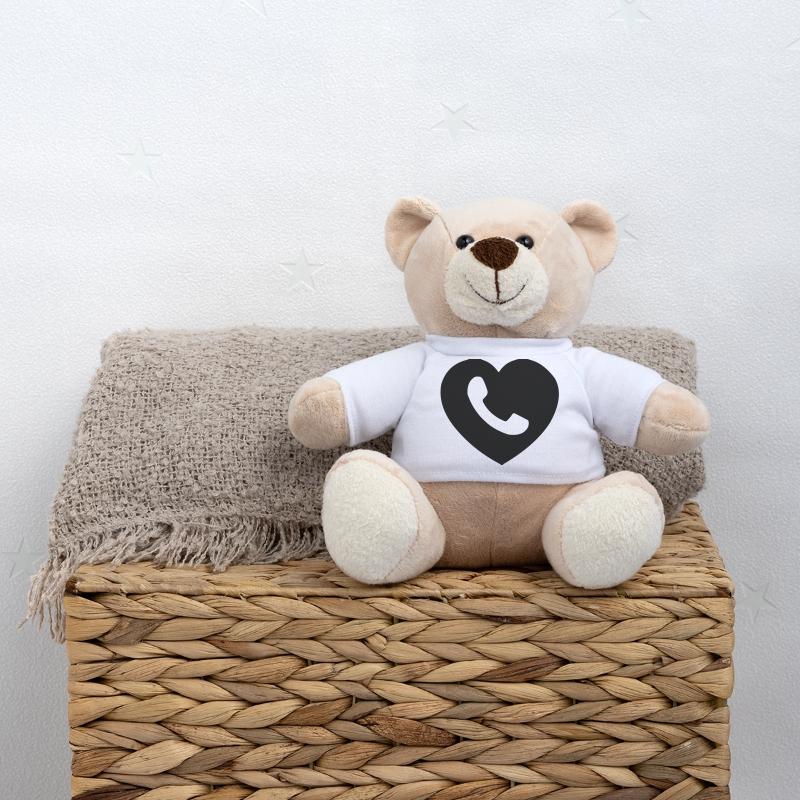 Herz oder Herz mit Telefon ausgeschnittenen Schatten Teddy