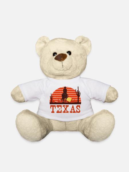 Texas Sunset Cowboy Vintage - Teddy Bear - white