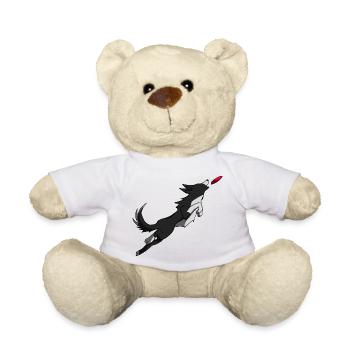 Border collie with frisbee - Teddy Bear - white - Front