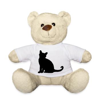 Katze Silhouette Sitzen - Teddy - Weiß - Vorne